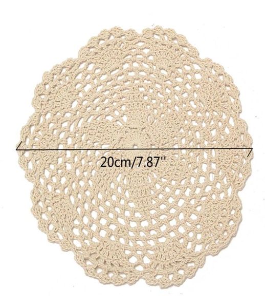 Todo 12 peças tapete redondo de algodão vintage, doilies de renda de crochê à mão, lote de porta-copos de flores, artesanato decorativo de mesa doméstica, acesso 9860193