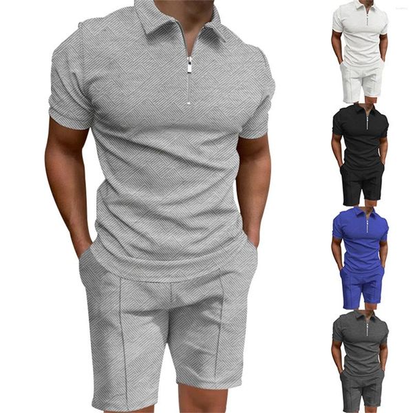 Fatos masculinos verão respirável duas peças volume t homens vestido camisa e gravata conjunto jaqueta calças calça para