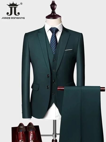 Jacke Weste Hosen Luxus Herren Highend Marke Einfarbig Business Büro Anzug 3 Stücke 2 Stücke Bräutigam Hochzeit Party Smoking 240227