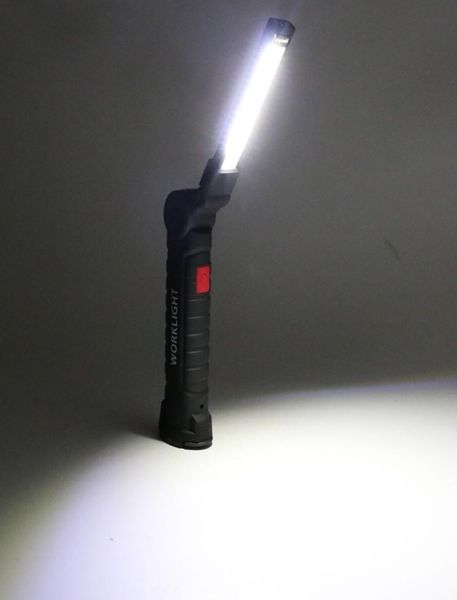Портативный 3-режимный фонарик COB, USB перезаряжаемый светодиодный рабочий светильник, магнитный COB Lanterna, подвесной светильник с крючком для наружного кемпинга4455238
