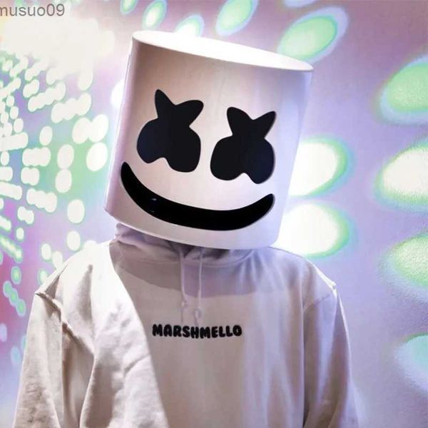 Maschere di design Halloween Light Up Mask Full Face LED Neon Marshmallow Maschera Copricapo Luminoso DJ Music Festival Puntelli Cosplay Rave Party Mask