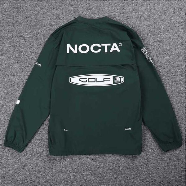 Versione americana nocta co-branded golf girocollo sciolto pullover maglione stampato top in tessuto sul petto