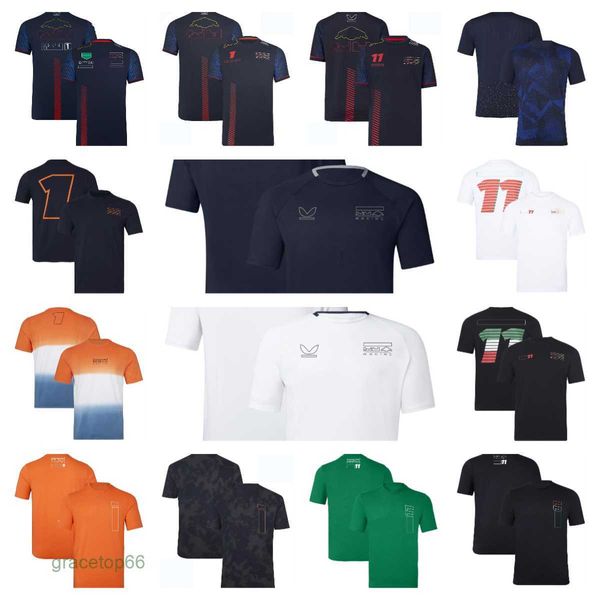 Polos masculinos Nova camiseta da equipe de F1 Oficial da Fórmula 1 com o mesmo novo traje de corrida de venda quente para homens e mulheres Lazer Esportes Camiseta de secagem rápida personalizável Om13