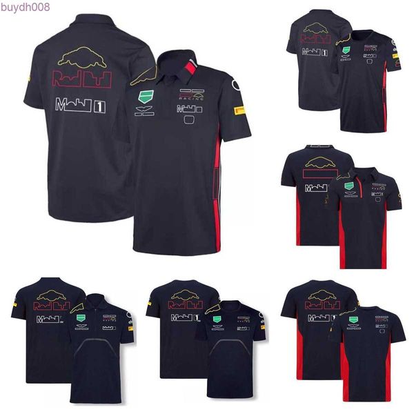 Yvuo Polos masculinos F1 Racing Model Clothing Tide Brand Team Perez Cardigan Polo Shirt Poliéster de secagem rápida Fato de motociclismo com o Sa personalizável