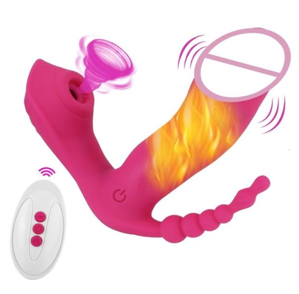 Massaggiatore giocattolo del sesso Multifunzionale 3 in 1 Succhiare Giocattoli vibratori per le donne Indossabile Dildo Stimolatore clitorideo vaginale anale8724063