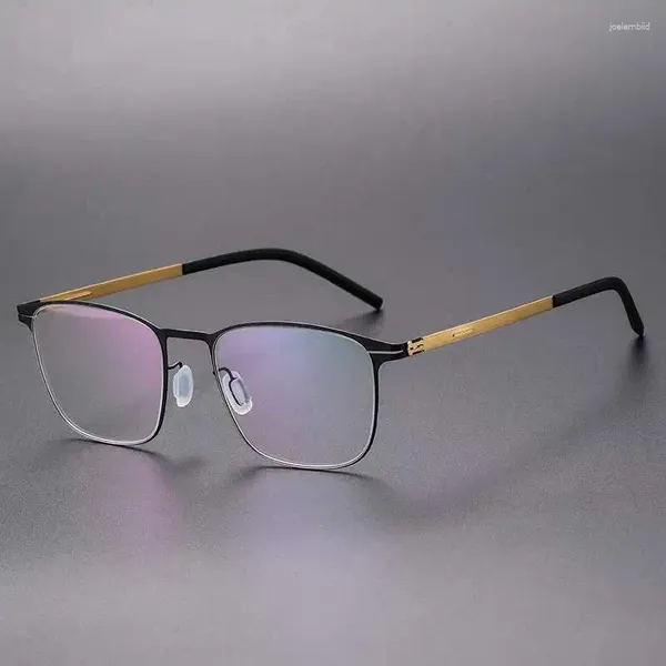 Montature per occhiali da sole Occhiali da vista da donna in acciaio inossidabile con montatura quadrata ultraleggera sottile da 0,5 mm Occhiali da vista da uomo Veit senza viti