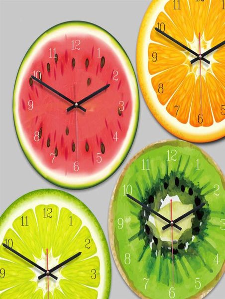 Relógio de parede criativo de frutas, limão, cozinha moderna, limão, decoração de casa, sala de estar, frutas tropicais, arte de parede, relógios h01305547