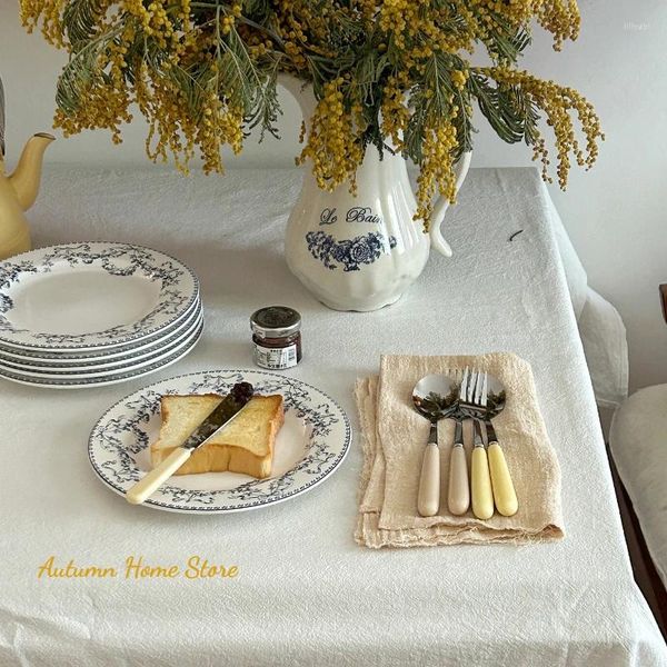 Тарелки Французские средневековые цветочные кружева Синие керамические тарелки для бранча и завтрака Итальянская паста