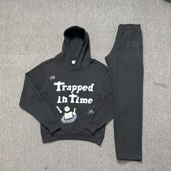 Klasik Haruku Kırık Gezegen Takım Baskılı Mektuplar Amerikan Sokak Erkekler ve Kadınlar Hip Hop Y2K Kapüşonlu Sweatshirt Düz Pantolon