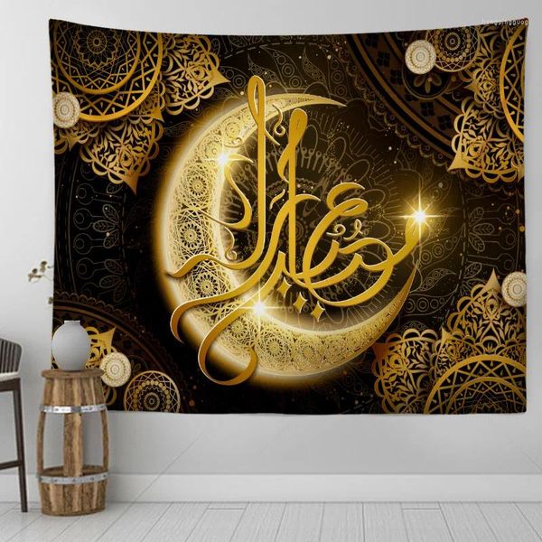 Wandteppiche, Festival, Nationaler Wind, Ramadan, leuchtend schwarz, golden, Urlaubsgeschenke, dekorative Wandbehang, Strandtücher, Schals