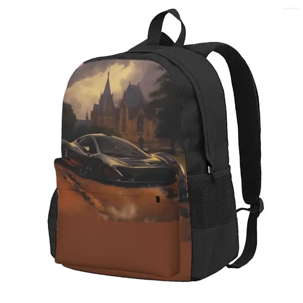 Rucksack Leistungsstarke Sportwagen Männlich Gothic Mystic Große Rucksäcke Polyester Freizeit High School Taschen Reisen Bunter Rucksack