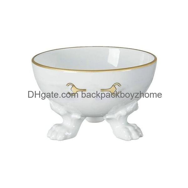 Cat Bowls Alimentadores Designer Cat Tigelas Tigela Anti Vômito Água Elevada Cerâmica Pet Food Para Gatos Face Plana Cães Pequenos Protegem Animais de Estimação Sp Dhjae