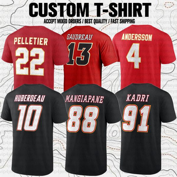 Johnny Gaudreau Nazem Kadri Lanny McDonald Jonathan Huberdeau Andrew Mangiapane ABD Hokey Kulübü Hayranları Markalı Kısa Kollu T-Shirt Tees