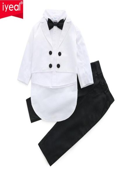 Iyeal bebê meninos ternos 3 peças conjunto formal smoking terno bebê menino batismo vestido infantil festa de casamento conjunto 15y9303756
