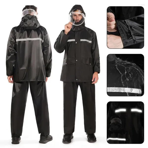 Erkeklerin Trailtsits 2pcs/Set Yağmurluk Pantolon Set Sıçrama Dayanıklı Nefes Alma Su Kurtarıcı Erkekler Yağmur Giyim Açık Giysileri