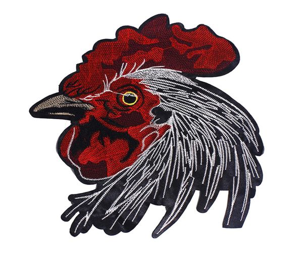 Roter Crazy Ingenious Hahn-Stickerei-Patch, Emblem, Abzeichen, Wappen, zum Aufbügeln, Applikation, Stickerei auf Kleidung, Aufkleber J8375074