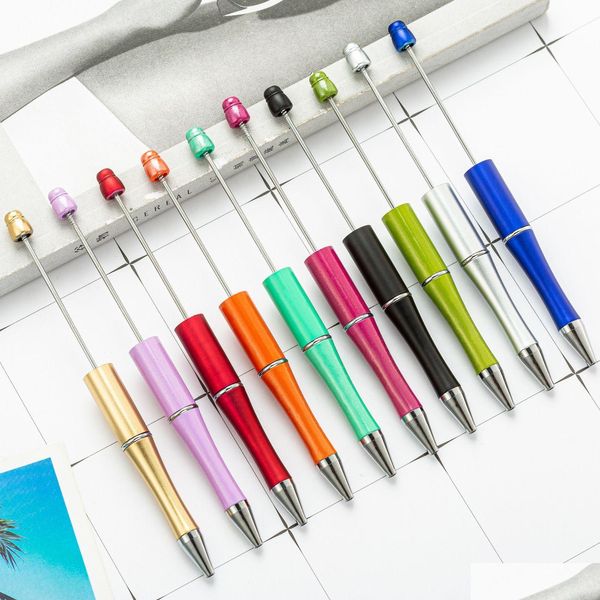 Canetas esferográficas atacado adicionar um grânulo diy caneta original contas canetas customizáveis ​​lâmpada trabalho artesanato ferramenta de escrita esferográfica criativo aniversário dhqix