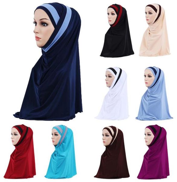 2 peças mulheres muçulmanas lenço xale cachecol hijab envoltório headwear amira islâmico capa completa chapéu de oração serviço de adoração árabe hijab1135402