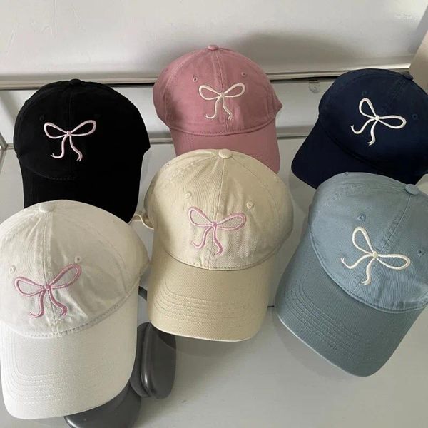 Berretto da baseball coreano Ins Bow Soft Top Parasole Cappello da baseball Donna Primavera Estate Carino Dolce Versatile Berretto sportivo casual regolabile Casquette