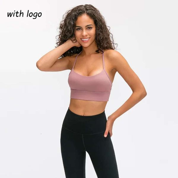 Lu Align T-Shirt Outfit Damen Yoga BH Crop Damen Slim Heel Sling Kleine Neckholder Weste Typ Workout Top Fitness Sport Unterwäsche Rücken Jogger Gry Lu-08 2024