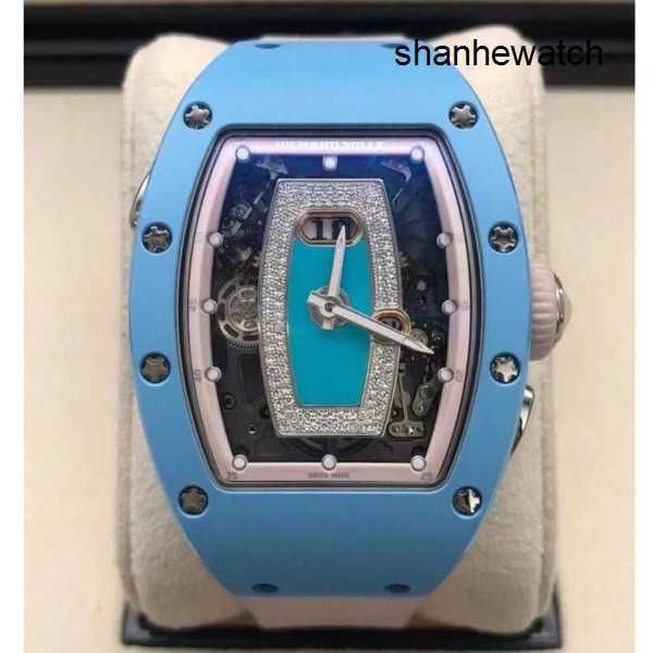 Orologio emozionante Orologio bello Orologio RM Orologio meccanico automatico Rm037 Orologio meccanico automatico Rm037 in ceramica blu da donna, moda, tempo libero, sport, macchinari, polso