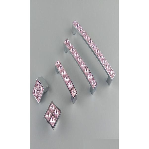 Alças puxa série de vidro de cristal diamante rosa móveis maçanetas cômoda der guarda-roupa armários de cozinha armário accesso8779447 dhd8v