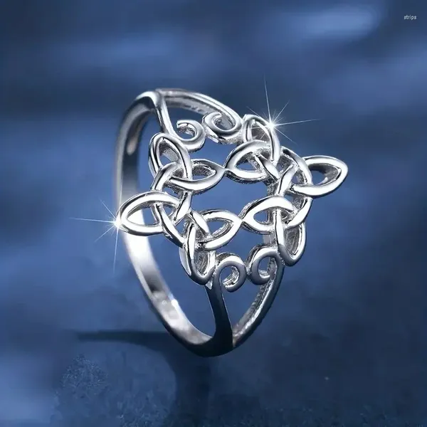 Anelli a grappolo CAOSHI Grazioso anello da donna con design scavato Elegante cerimonia di fidanzamento femminile Gioielli Accessori in argento