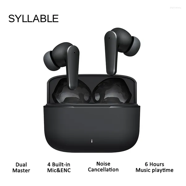 Touch SYLLABLE T8 Auricolari Cancellazione del rumore TWS Dual Master Cuffie per bassi forti Cuffie 6 ore di riproduzione musicale