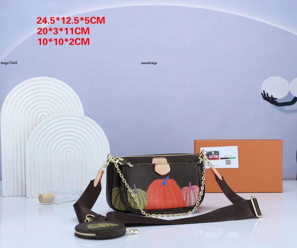 HEISSE Multi-Pochette-Accessoires Designer-Taschen Kürbis-Serie alte Blume braun drei in einer Umhängetasche Clutch Mode Luxus Frauen Messenger