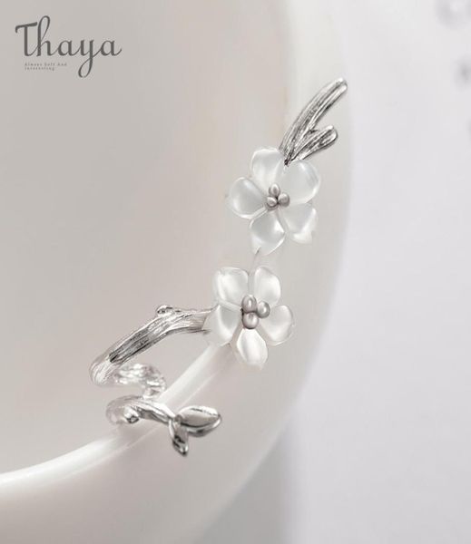 Ear Cuff Thaya Branco Cereja s925 Brincos de Prata Flor Rodada Para Mulheres Elegantes Jóias Finas 2211071392496