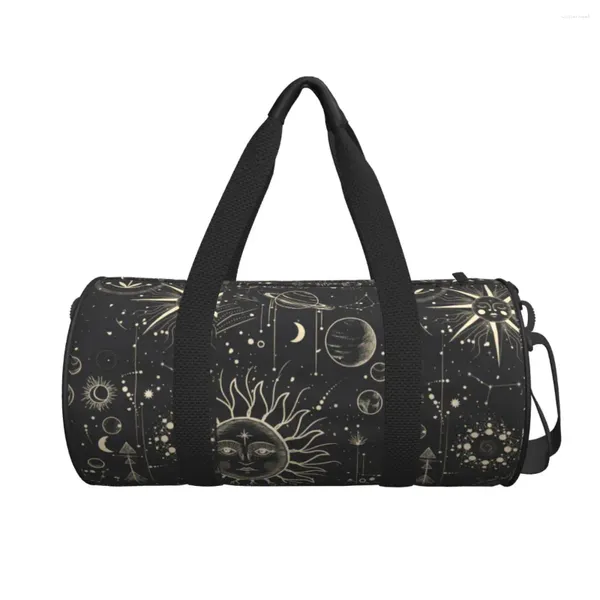 Duffel Bags Rosas Padrão Saco de Viagem Sol Celestial Kawaii Grande Esporte À Prova D 'Água Design Masculino Ginásio Yoga Engraçado Fitness