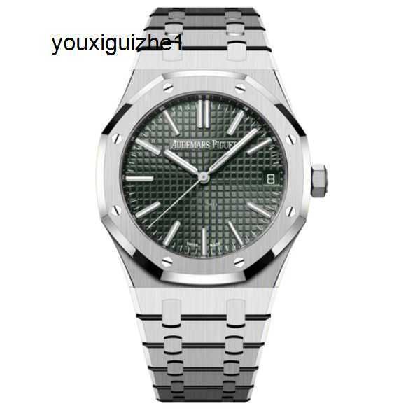 Cronografo da lavoro AP Orologio Royal Oak Serie 15510ST Piastra verde a scacchi Orologio meccanico automatico da uomo in acciaio di precisione per il tempo libero e lo sport