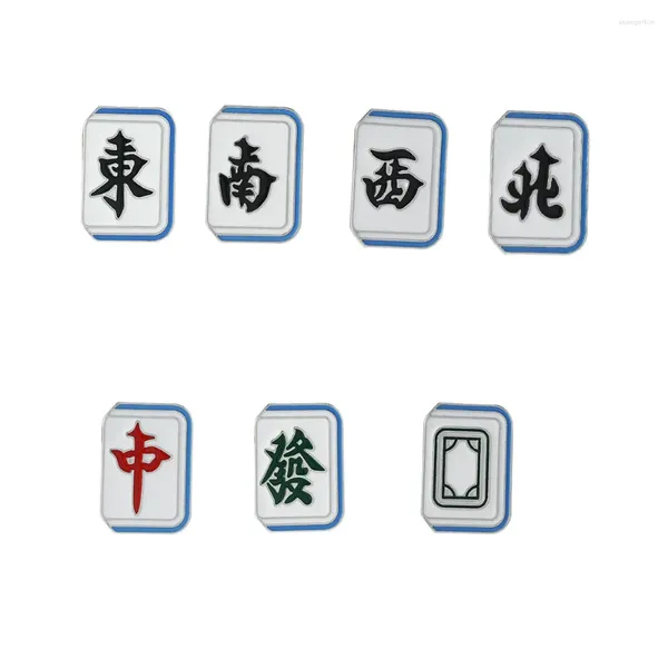 Broşes Çin tarzı Sichuan Mahjong Broş Pin Oyunu Emaye Metal Rozet Çantası yaka deko