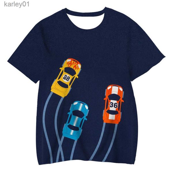 T-shirt T-shirt 2-8T Car Print Kid Ragazzi T vestiti estivi per bambini Manica corta Infantile Maglietta carina in cotone per bambini Tee Outfit 240306