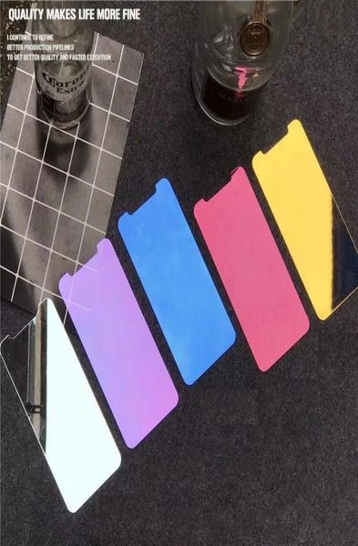 1 pezzo di vetro temperato a specchio colorato per iPhone X Xs Max Xr Proteggi schermo iPhone 6 6S 7 8 più pellicola protettiva a specchio4531076