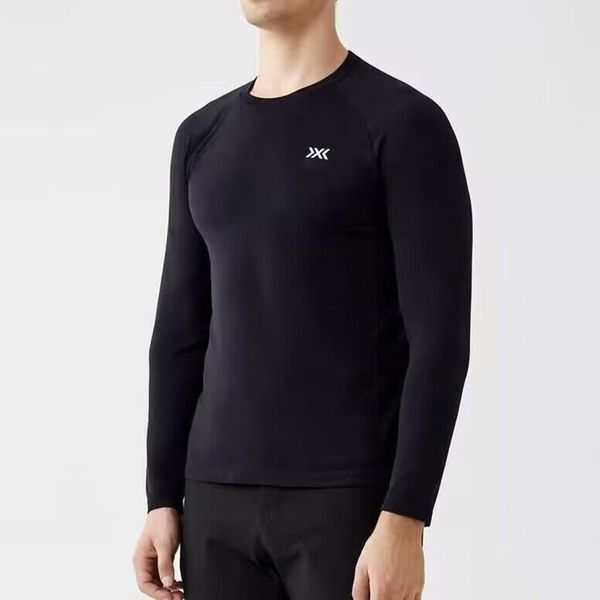 Alta elasticidade apertada manga longa secagem rápida camiseta tática acampamento homens fitness esporte camisa ginásio musculação treino muscular tops suíços