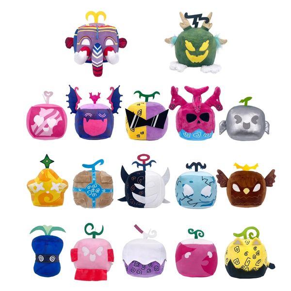 2024 Blox Fruits Anime Game Плюшевые игрушки Фрукты Леопардовый узор Коробка Плюшевые игрушки Мягкие игрушки с фруктами Рождественский подарок для детей