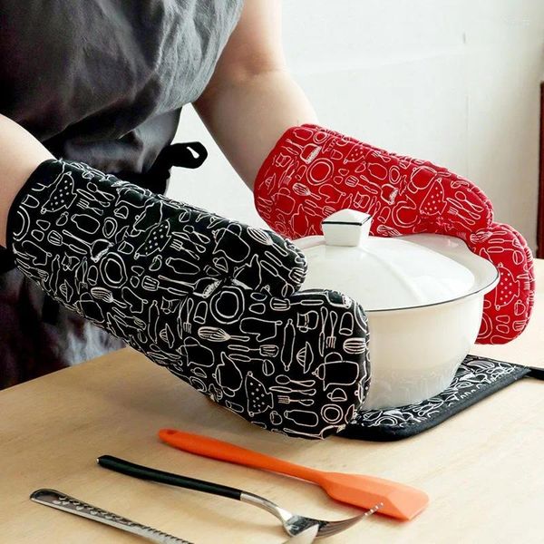 Tischmatten 1 stück rot schwarz küche werkzeug gedruckt baumwolle hitzebeständige mibaking isolierung mikrowelle handschuhhalter pad matte