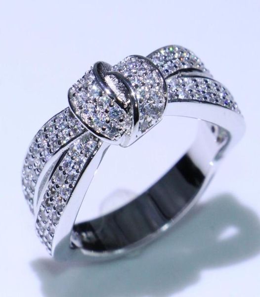 Choucong Новые потрясающие роскошные ювелирные изделия из стерлингового серебра 925 пробы, белое прозрачное паве с кубическим цирконием, свадебное обручальное кольцо, кольцо на пояс fr Wome4459271