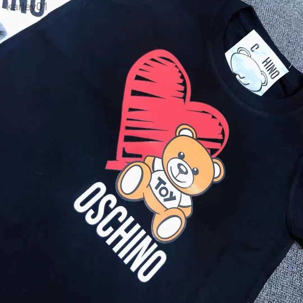 T-shirts Marca de designer de luxo T-shirt cabeça urso crianças manga curta verão manga solta moda crianças desgaste crianças tops menino tees menina roupas bebê 240306