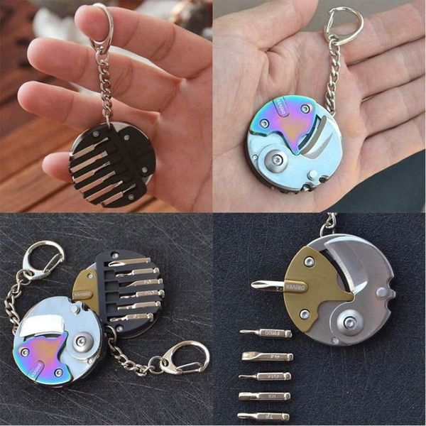 Schlüsselanhänger Auto Zange Schlüsselanhänger Ring Multifunktionale Tasche Mini Klappschraubendreher Tragbarer Outdoor-Öffner Münzmesser Schlüsselbund Key2553