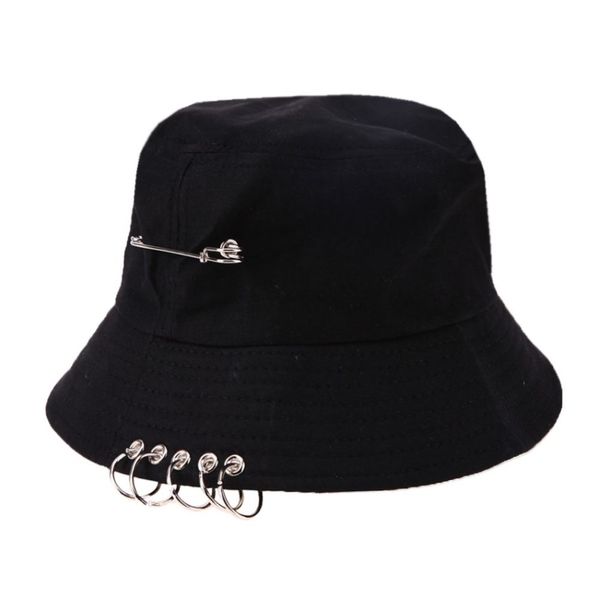 Шляпа-ведро унисекс, складная шапка для охоты и рыбака, уличная кепка, крутая кепка с железным кольцом для девочек и мальчиков, рыбацкая шляпа в стиле хип-хоп, однотонная уличная хлопковая шляпа от солнца295M