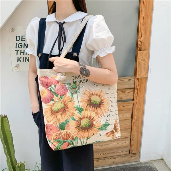 Einkaufstaschen, Blumen-Ethno-bedruckte Handtaschen für Damen, umweltfreundlich, wiederverwendbar, hohe Kapazität, Pflanze, Blumengrafik, Reise-Strandtasche für Mädchen