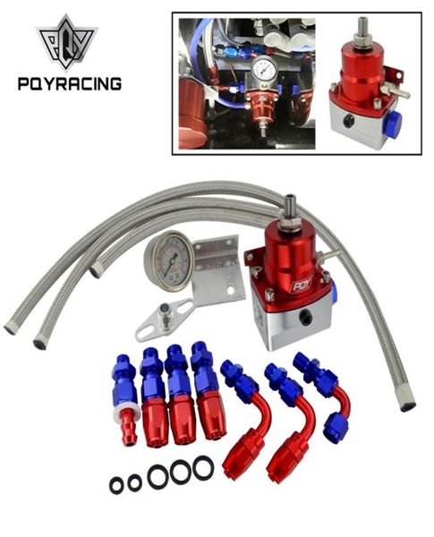 PQY Regolatore di pressione del carburante regolabile universale Olio Manometro 160psi AN 6 Estremità di raccordo SENZA ADESIVO LOGO PQY PQY7843R6848189