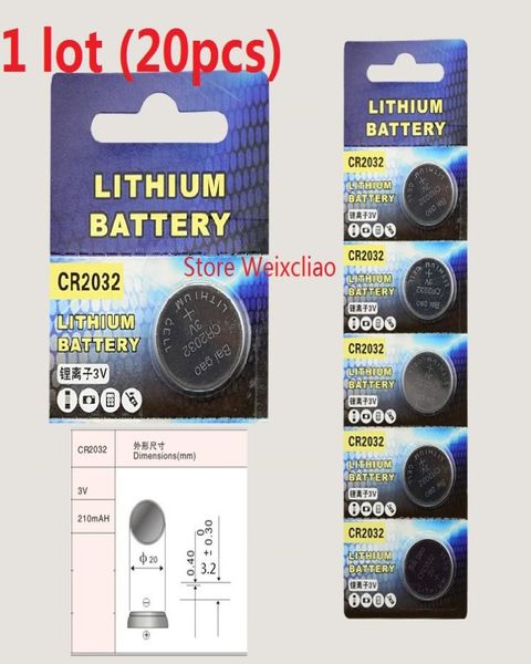 20 pz 1 lotto CR2032 batteria a bottone agli ioni di litio da 3 V CR 2032 batterie a bottone agli ioni di litio da 3 Volt Carta 5966192