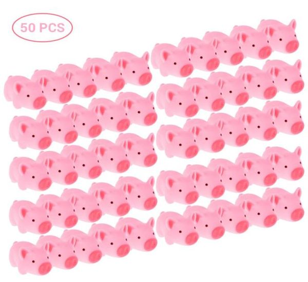 Crianças bonito dos desenhos animados animal 50 pçs mini porcos de borracha espremer brinquedos de som do bebê brinquedos de banho presentes para crianças bebê infantil 2010151686169