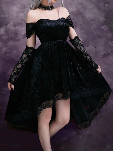 Lässige Kleider 2024 Gothic Lolita Kleid Y2K Vintage Mädchen Süße Spitze Rose Elegante Prinzessin Urlaub Party Frauen Dark Halloween