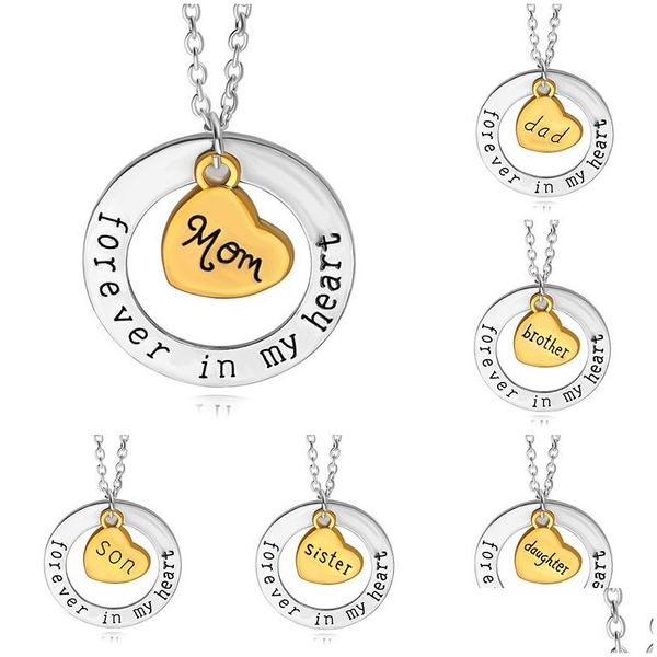 Anhänger-Halsketten „In My Heart“-Halsketten für Frauen, Familienmitglied, Opa, Oma, Mutter, Vater, Tochter, Sohn, Liebesanhänger, Ketten, Modeschmuck, Dhtaw
