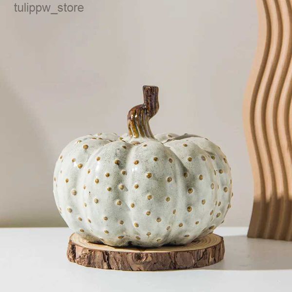 Oggetti decorativi Figurine Ornamento di zucca in ceramica Simulazione Scultura vegetale Zucca fatta a mano Pasqua Porcellana Ornamenti artigianali Decorazione della casa