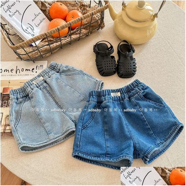 Shorts 2023 verão crianças soltas moda meninas denim fino algodão meninos curto jean crianças casuais roupas de bebê 230626 gota entrega dhrjd